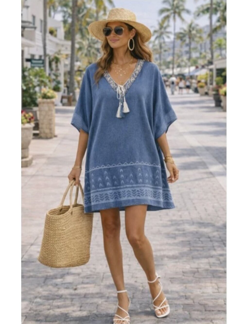 SURF GYPSY chic travel resort swimwear swim caftan kaftan coverup cover-up s - Picture 7 of 8